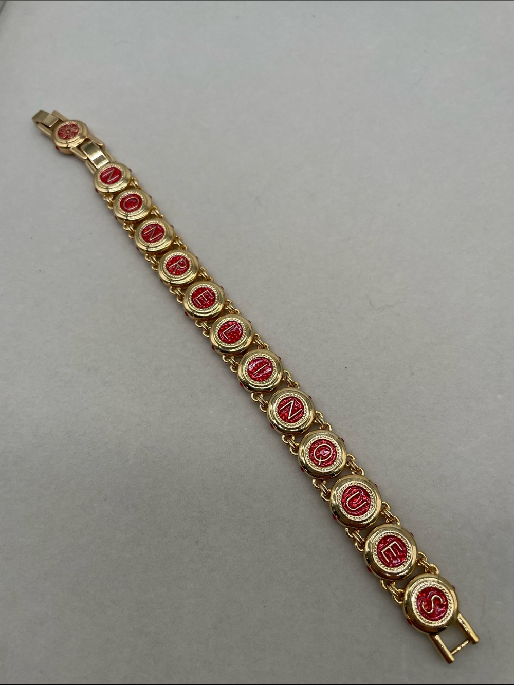 Camrose  & Kross JBK Gold-Tone Bracelet with Red Enamel Lettered Links